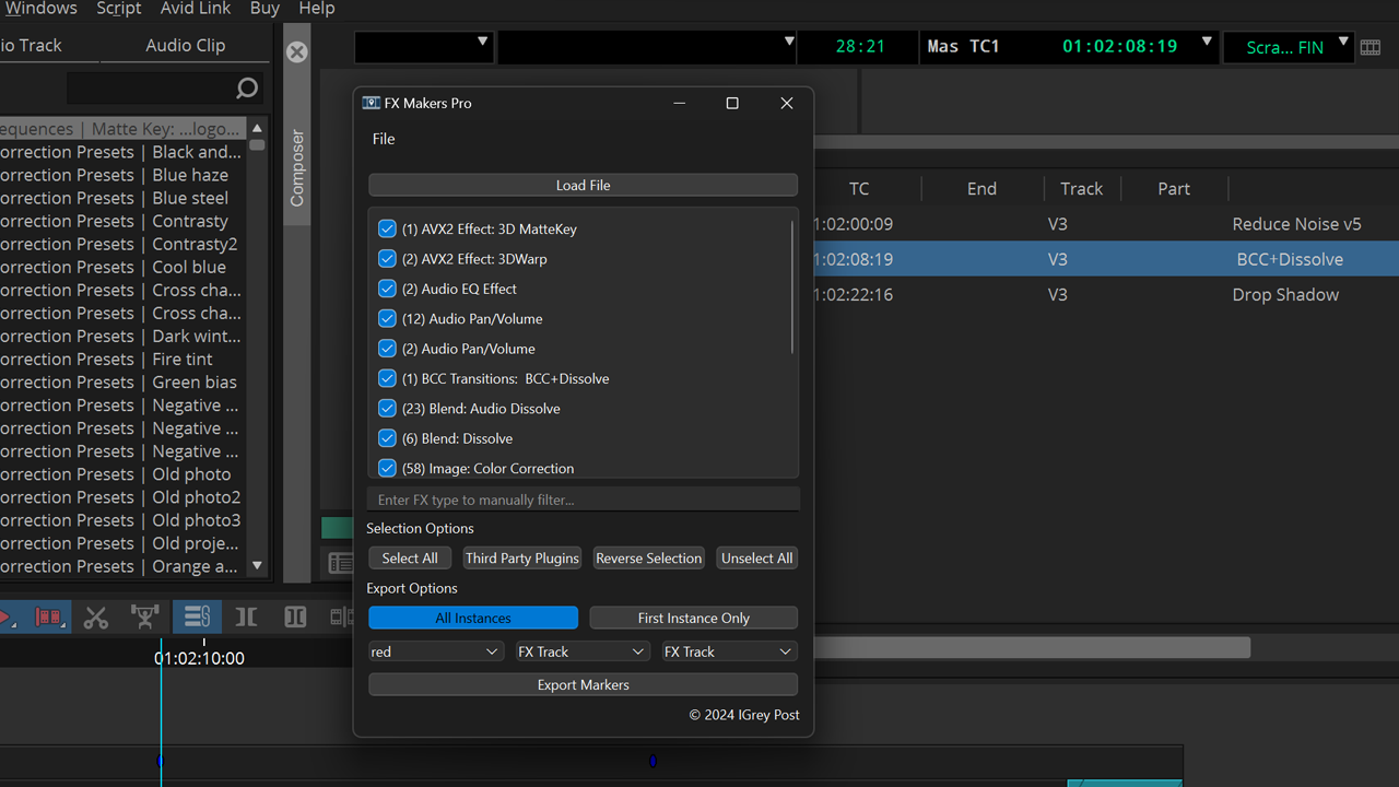 FX Marker Pro above Avid Media Composer