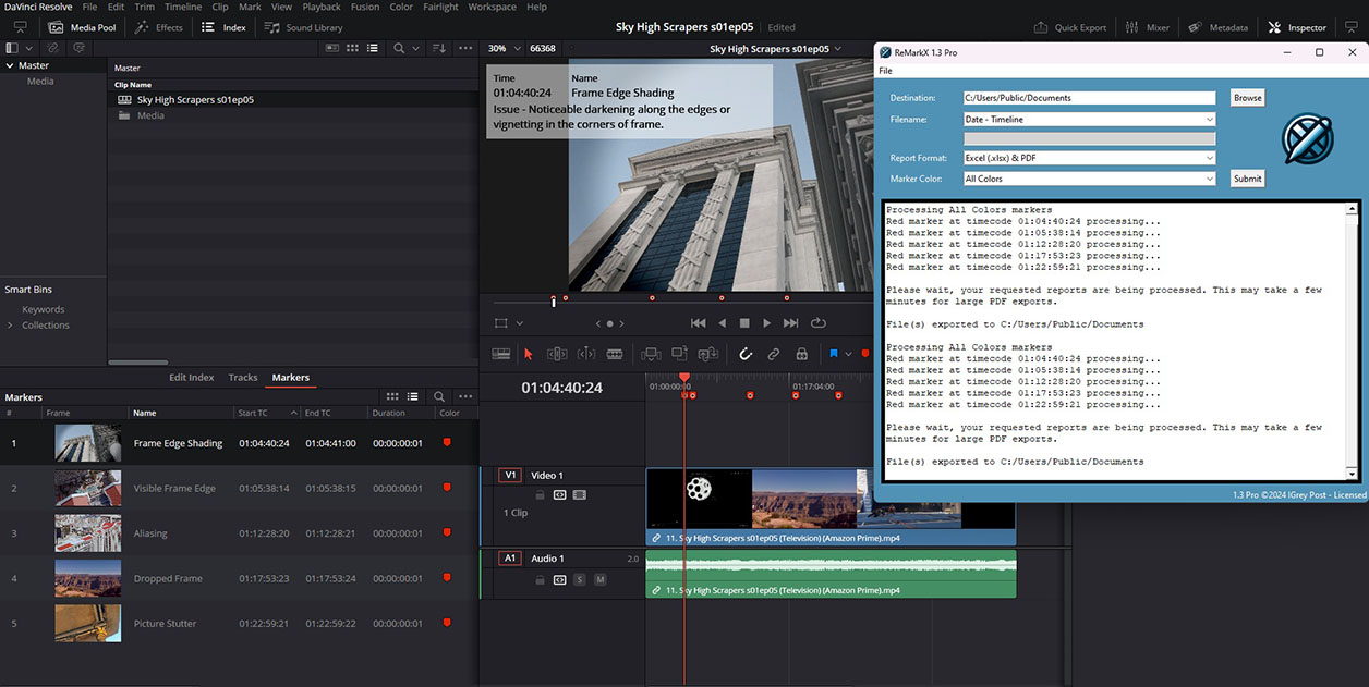 ReMark X interface displayed above DaVinci Resolve